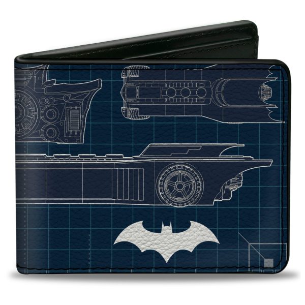 Bi-Fold Wallet - Batman Batmobile Blueprint Tech Turns Blues White Online Sale