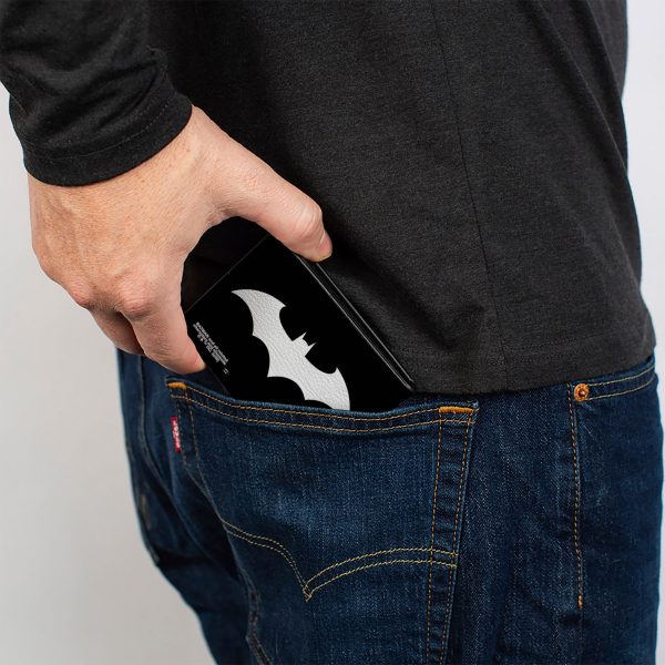 Bi-Fold Wallet - Batman Tech Action Pose + Bat Logo Black White For Sale - Image 5