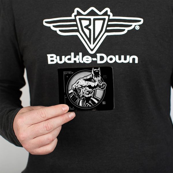 Bi-Fold Wallet - Batman Tech Action Pose + Bat Logo Black White For Sale - Image 3