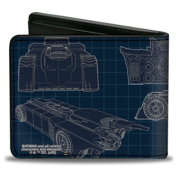 Bi-Fold Wallet - Batman Batmobile Blueprint Tech Turns Blues White Online Sale - Image 2