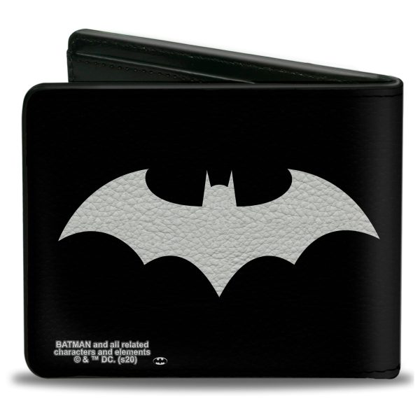 Bi-Fold Wallet - Batman Tech Action Pose + Bat Logo Black White For Sale - Image 2