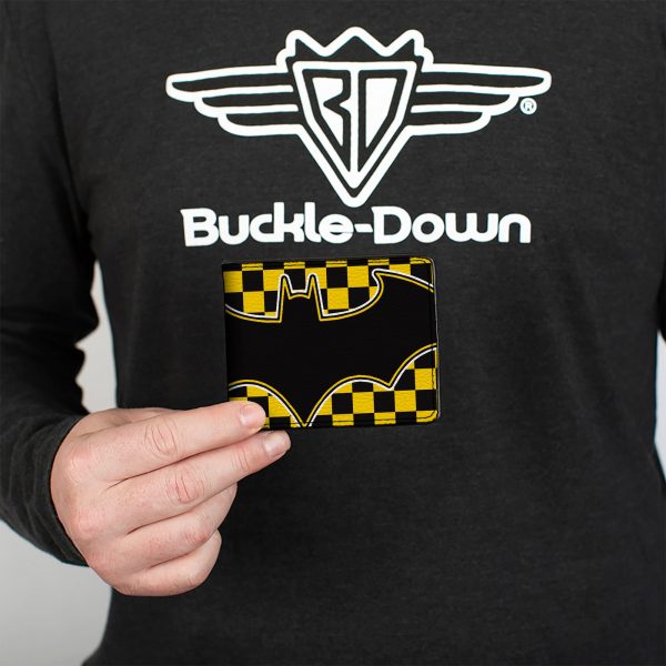 Bi-Fold Wallet - BATMAN Bat Logo Close-Up Checker Yellow Black For Discount - Image 3