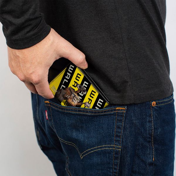 Bi-Fold Wallet - WALL-E 2-Poses Warning Stripe Yellow Black White on Sale - Image 5