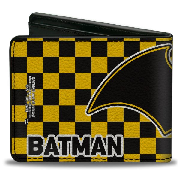 Bi-Fold Wallet - BATMAN Bat Logo Close-Up Checker Yellow Black For Discount - Image 2